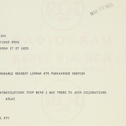Telegram: 1963 March 28