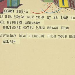 Telegram: 1961 March 28
