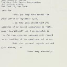 Letter: 1961 September 15