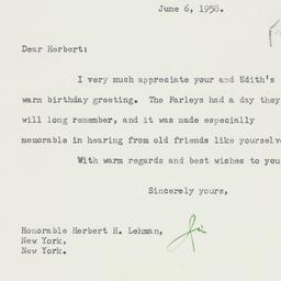 Telegram: 1958 June 6