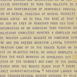 Telegram: 1954 October 21