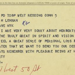 Telegram: 1963 December 6