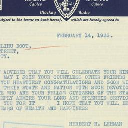 Telegram: 1935 February 14