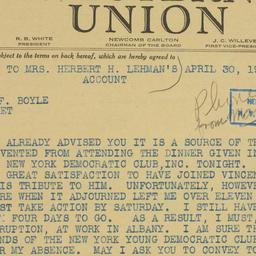 Telegram: 1941 April 30