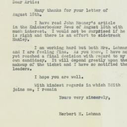 Letter: 1950 August 24