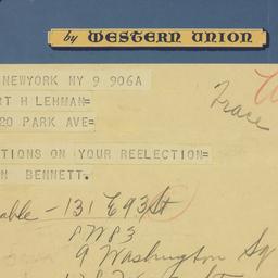 Telegram: 1938 November 9