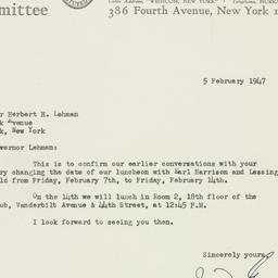 Letter: 1947 February 5