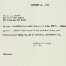Letter: 1950 December 15