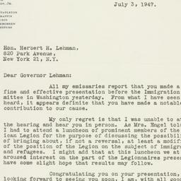 Letter: 1947 July 3