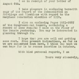 Letter: 1951 August 8