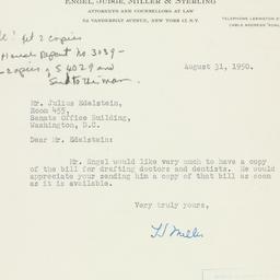 Letter: 1950 August 31