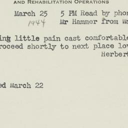 Telegram: 1944 March 25