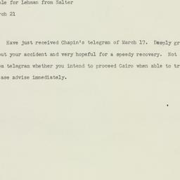Telegram: 1944 March 21