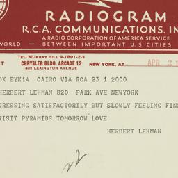 Telegram: 1944 April 3