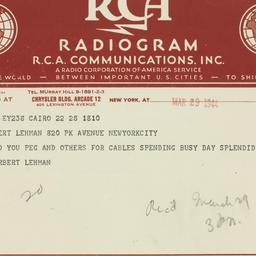 Telegram: 1944 March 30