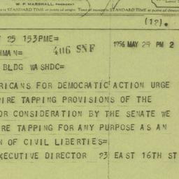 Telegram: 1956 May 25
