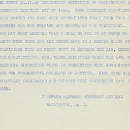 Telegram: 1950 October 13