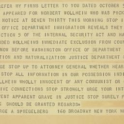 Telegram: 1951 December 19