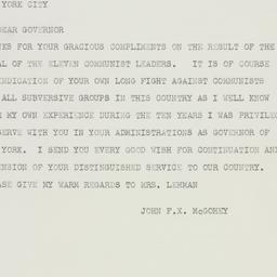 Telegram: 1949 October 15