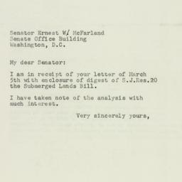 Letter: 1952 March 15