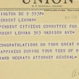 Telegram: 1949 November 9