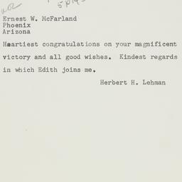 Telegram: 1954 November 4