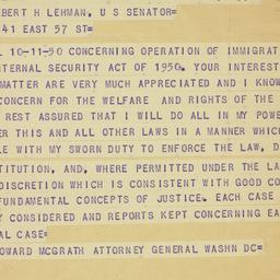 Telegram: 1950 October 13