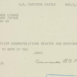 Telegram: 1949 November 9