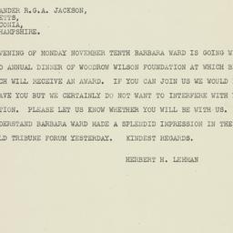 Telegram: 1947 October 22