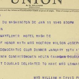 Telegram: 1945 January 11