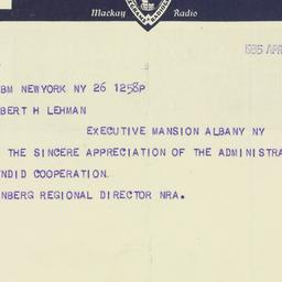 Telegram: 1935 April 26