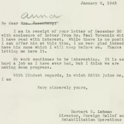 Letter: 1943 January 8