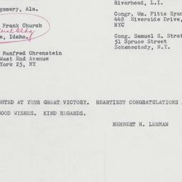 Telegram: 1962 November 8