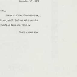 Letter: 1950 November 27