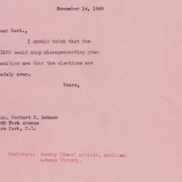 Letter: 1949 November 14