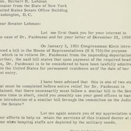 Letter: 1951 January 15