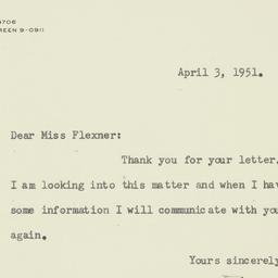 Letter: 1951 April 3
