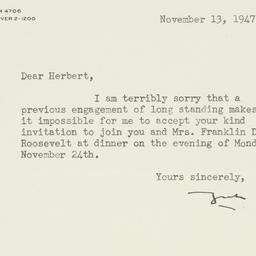 Letter: 1947 November 13