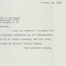 Letter: 1951 January 29