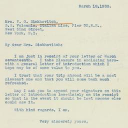 Letter: 1938 March 18