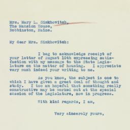 Letter: 1933 August 14
