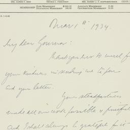 Letter: 1934 March 1