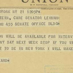 Telegram: 1949 December 21