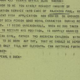Telegram: 1956 April 18