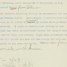 Telegram: 1945 February 24