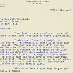 Letter: 1939 April 4