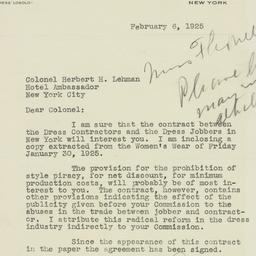 Letter: 1925 February 6