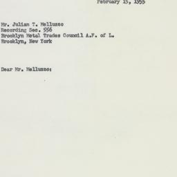 Letter: 1955 February 15