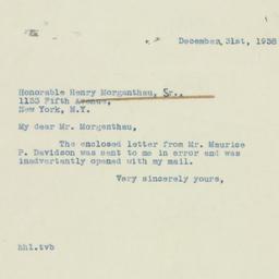 Letter: 1938 December 31
