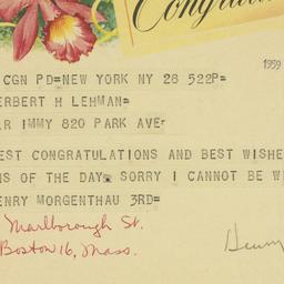 Telegram: 1959 March 28